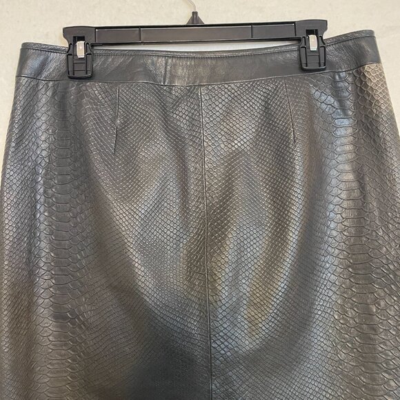 VINCE Pencil Skirt Snake Embossed Wrapped Leather Pockets Lined Graphite Size 8 - Picture 11 of 16